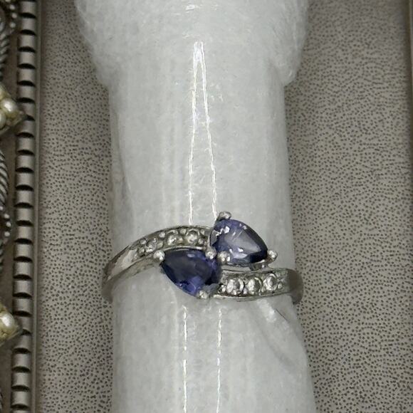 Purple Amethyst Ring In 925 Sterling Silver Size 7 with other stones. Vintage. - Picture 9 of 11